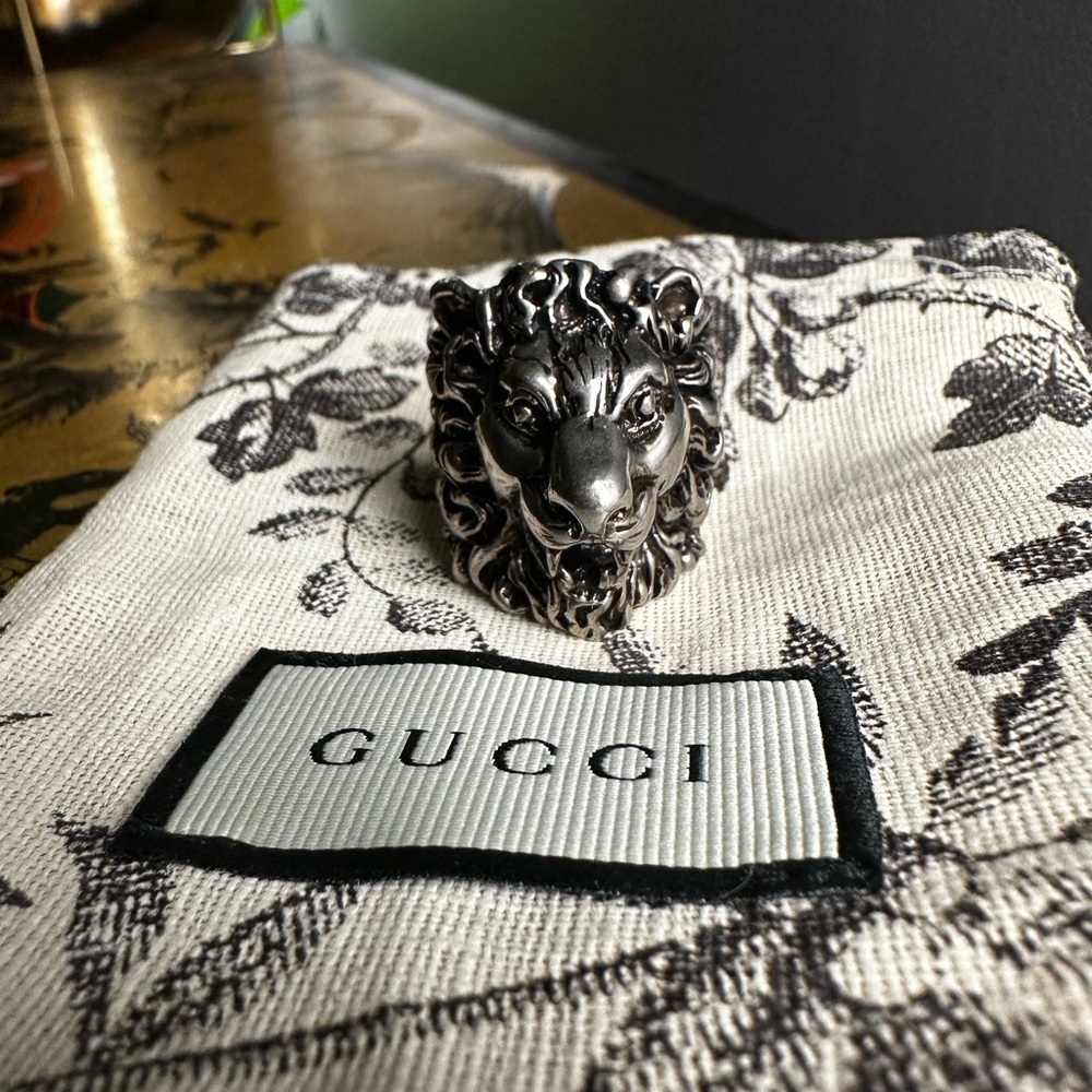 Gucci Silver Lion Ring size 8.5 with COA - Picture 1 of 6